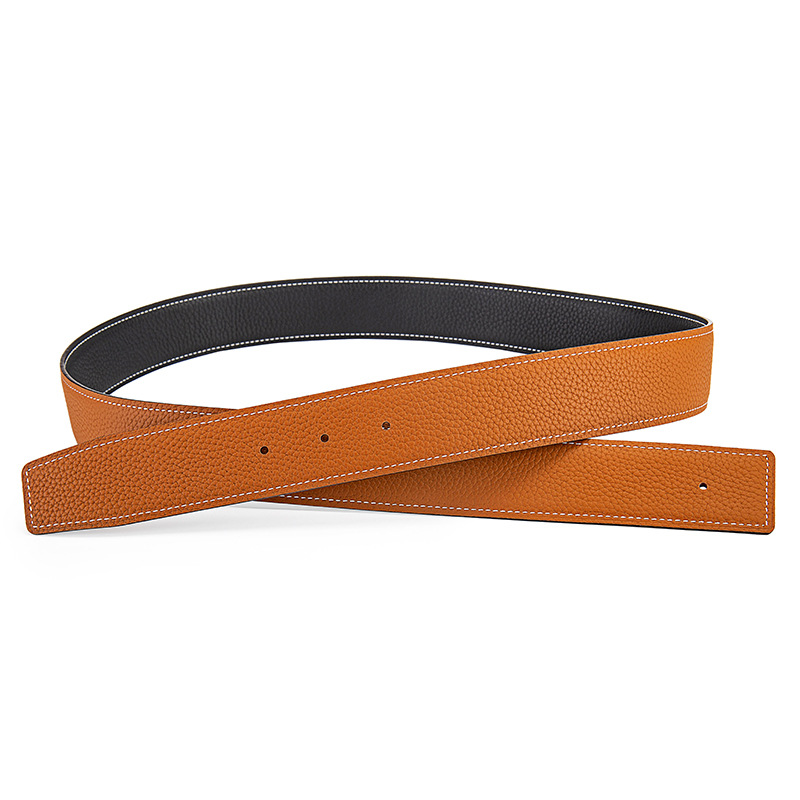 Love Horse Style Leather Belt For Men Without Buckle Smooth Strap Wholesale Headless Belt H Buckle Real Bull Belt Body Item Picture