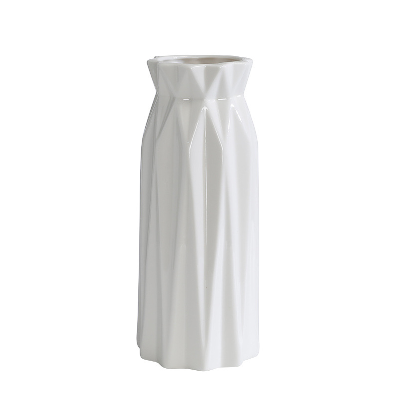 2025 moderno simple jarrón de cerámica blanco hidroponía nórdico creativo casa sala de estar arreglo de flores secas decoración floral flowware venta al por mayor jarrón de cerámica jarrón Item Picture