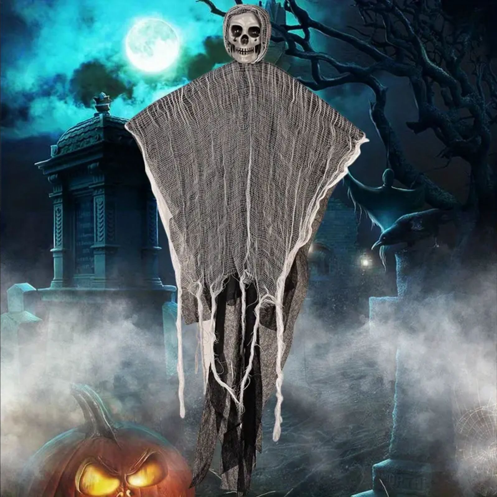 Halloween horror props Haunted house Chamber decoration Skull gauze hanging ghost hanging ghost dress cross-border