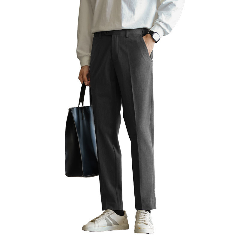 长裤子男士修身西裤/男士休闲裤黑色/夏长裤薄男冰丝/墨西哥仓库服装/男裤男士宽松休闲白底实物图