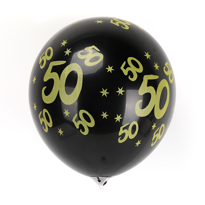 新款跨境黑金乳胶气球数字印花生日聚会派对主题装饰套装用品批发详情图3