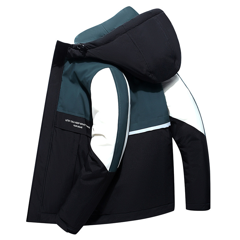 白鸭绒短款羽绒服男款2022冬季新款潮牌男装连帽外套加厚工装上衣