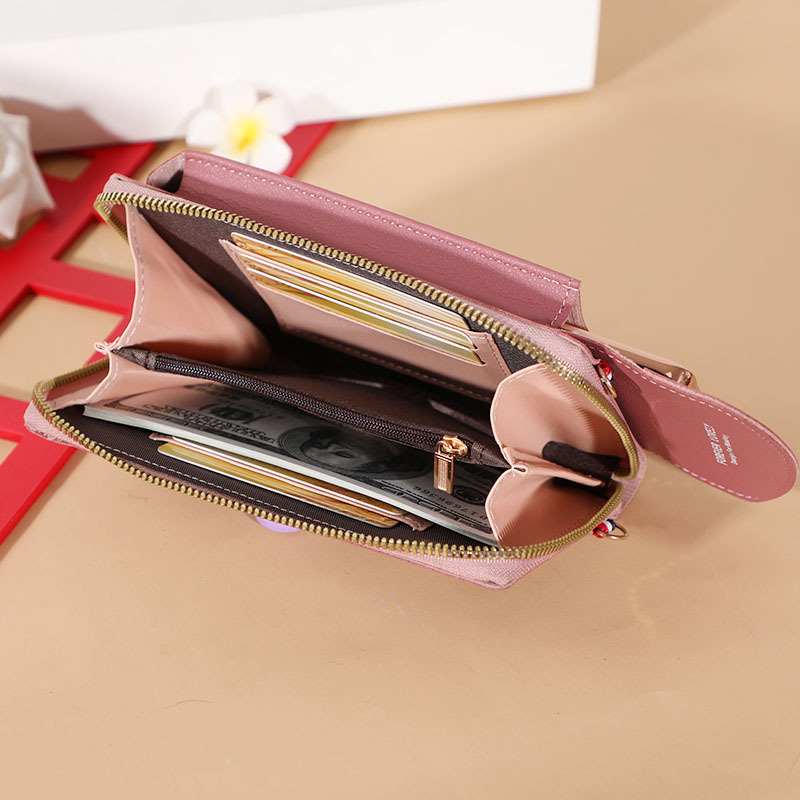 2021 New Large Capacity Mobile Phone Bag Small Single Shoulder Crossbody Zipper Bag Multi-Functional Long Clutch Bag Women's Purse details Picture