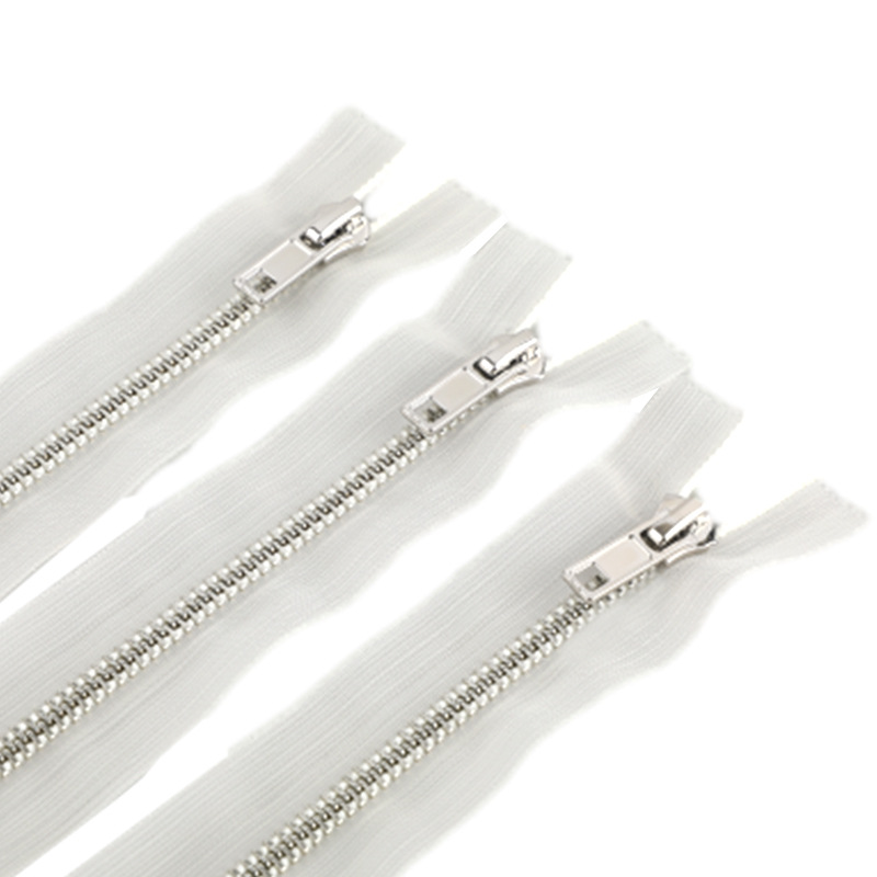 5号金属拉链 白金Y牙透明网纱边自动头拉锁卫衣羽绒服服装拉链图