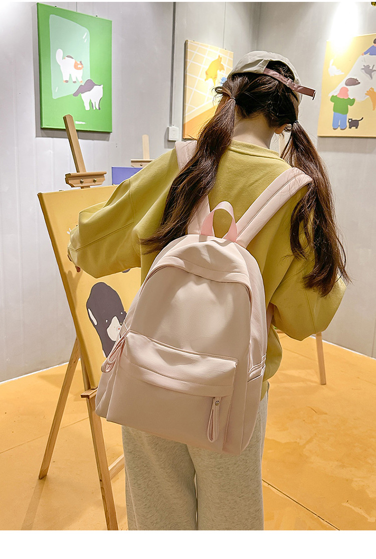 书包女ins 小清新高中生双肩包女纯色少女旅行背包男耐磨休闲背包详情12