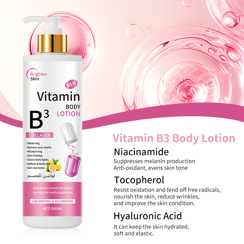 WWP Foreign Trade Kojic Acid Nicotinamide Body Lotion Moisturizing, Whitening and Dry Skin Removal l Cross-border Arbutin Moisturizing Lotion 500mL details Picture