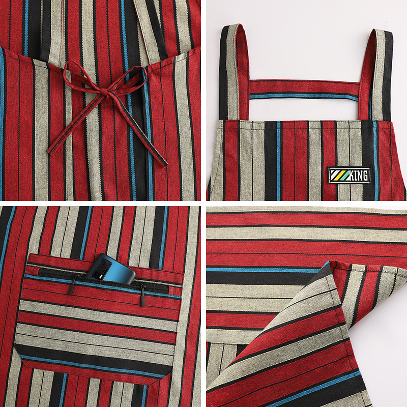 2023 New Apron Female Household Kitchen Waterproof And Oil-Proof Work Clothes Catering Network Red Cooking Waist Men details Picture