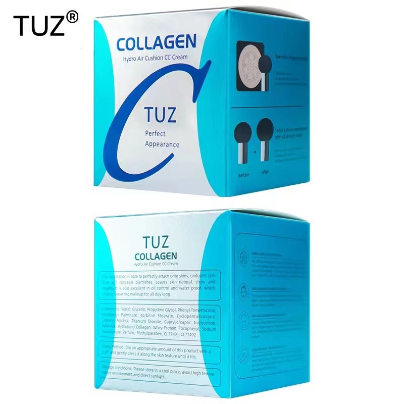 Tuz Mushroom Head Air Cushion Cc, Sponge Puff Moisturizing Liquid Foundation Lasting Concealer Waterproof English Cross-Border details Picture