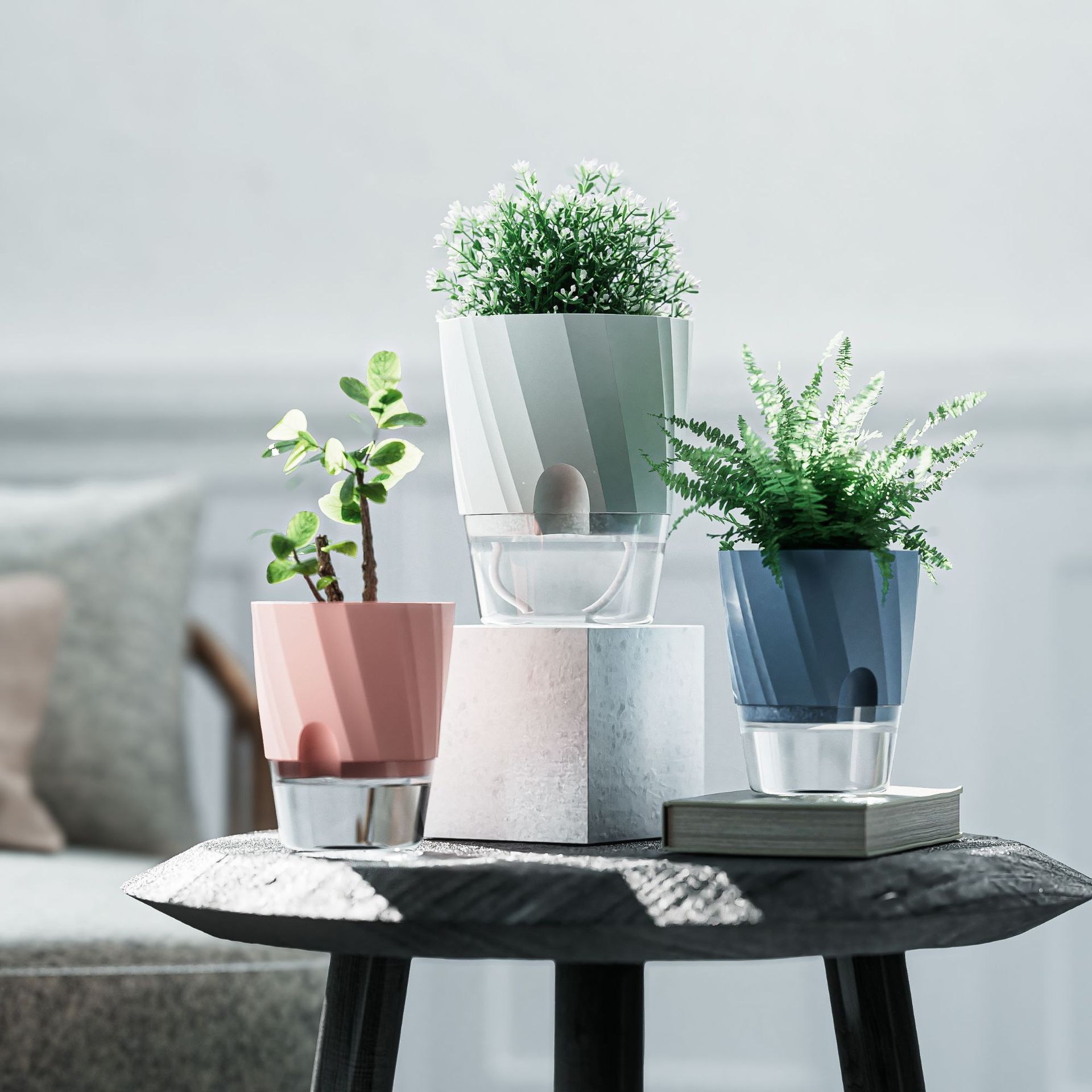 Carefully selected cross-border self-absorbing pothos flowerpots for lazy people, hydroponic and hydroponic flowerpots, direct wholesale from the manufacturer, stackable flowerpots Application Scenario