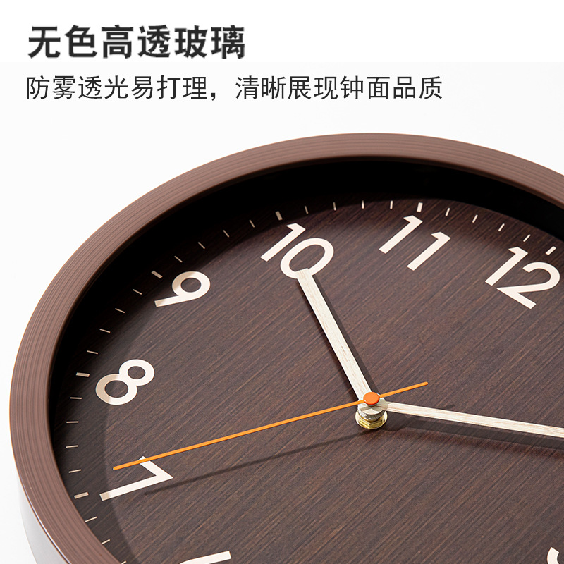 Wood-grain imitation wall clock, silent clock, wall clock, quartz clock, wall clock, living room decoration gift, promotional item, clock, Chinese-style clock Application Scenario