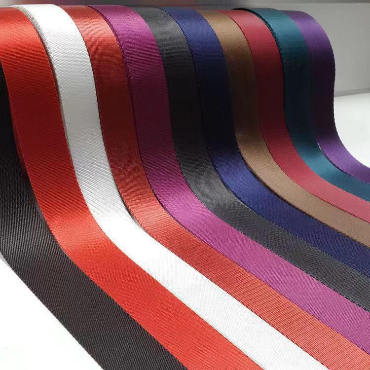 Factory direct sales of nylon imitation nylon webbing safety belts, herringbone pattern, fine texture, and textured backpack straps in various colors details Picture