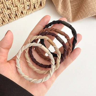 Milk Coffee Color Head Rope Simple Durable Rubber Band Women's High Elasticity Does Not Hurt Hair Tie Hair Rope Ponytail Hair Band Head Rope Woman