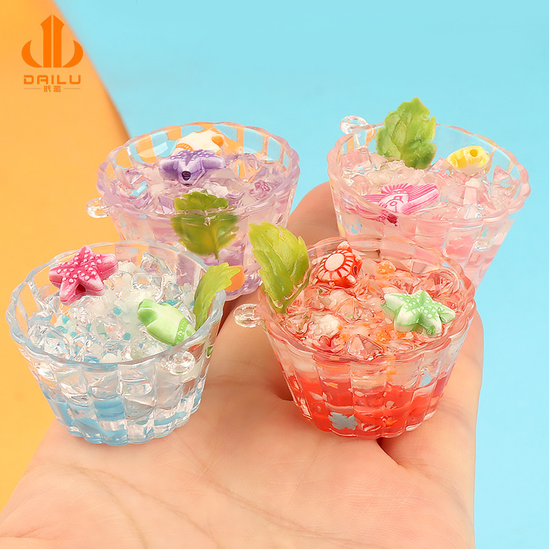 Three-dimensional creative luminous smoothie cups, diy food and play accessories, keychains, pendants, resin resin ornaments pic 4