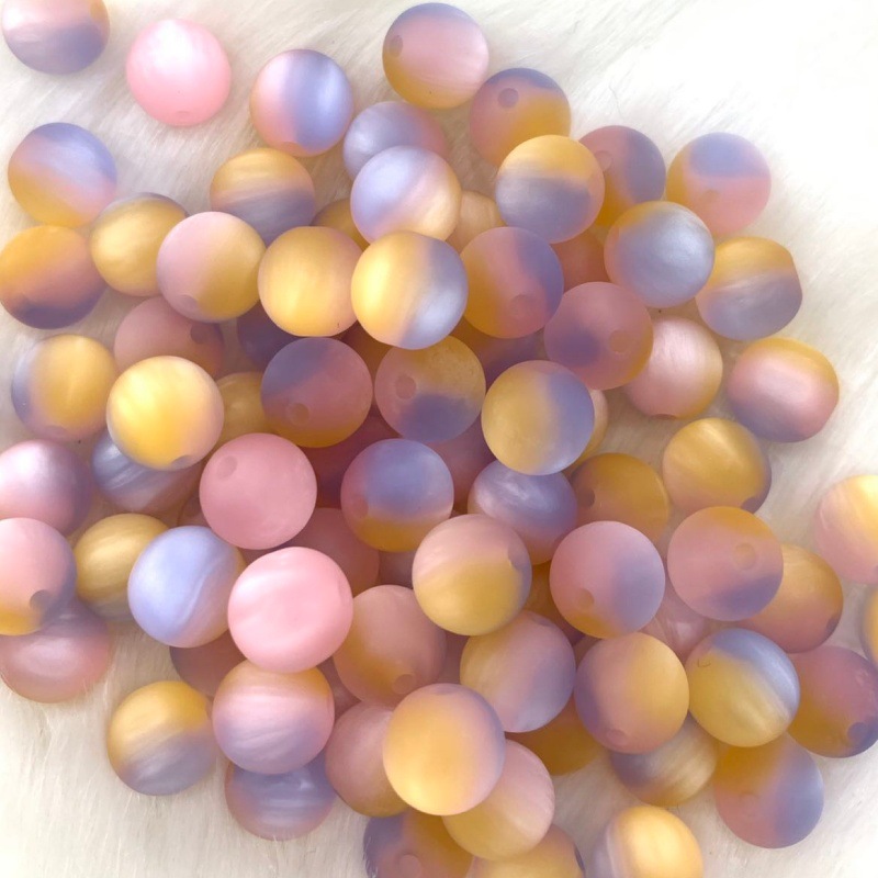 Iride-colored matte oil painting, frosted resin, round beads, handcrafted diy loose bead bracelet, necklace accessory material Iride-colored matte oil painting, frosted resin, round beads, handcrafted diy loose bead bracelet, necklace accessory material