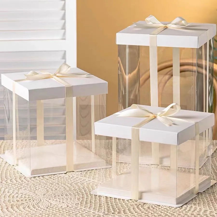Transparent cake boxes, 4-inch, 6-inch, 8-inch, 10-inch, 12-inch dessert boxes, baking birthday cake boxes, packaging boxes