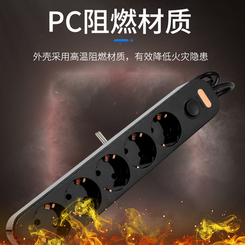 Cross-Border E-Commerce European Standard Socket Perforated Position Row Plug Home With Wire Board Wholesale Wiring Socket Russia Foreign Trade details Picture