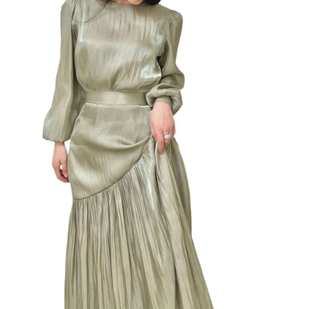 A new 2024 spring collection of cross-border women's clothing from Europe and America, featuring a fashionable, elegant and high-end style with pleated A-line dress Item Picture