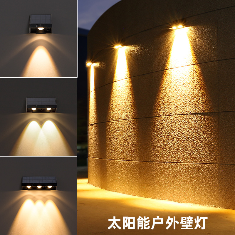 Cross-border solar lamps, household wall-washing lamps, waterproof outdoor lamps, wall lamps, garden fence decoration and arrangement, courtyard lamps full figure