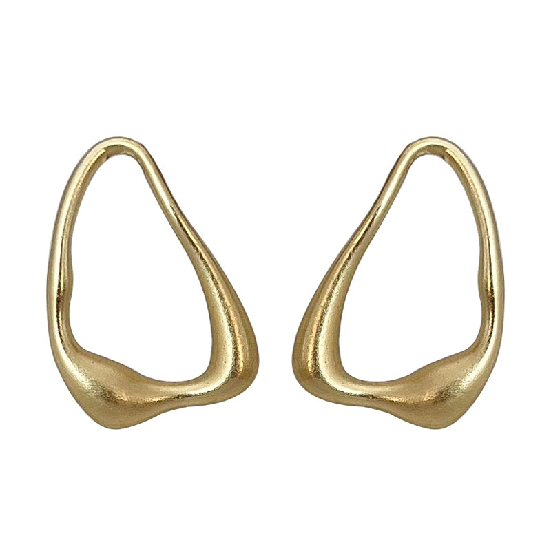 Silver needle, niche fashion, minimalist and cold style, European and American frosted lava triangular stud earrings, teardrop-shaped stud earrings 2024 trend Item Picture