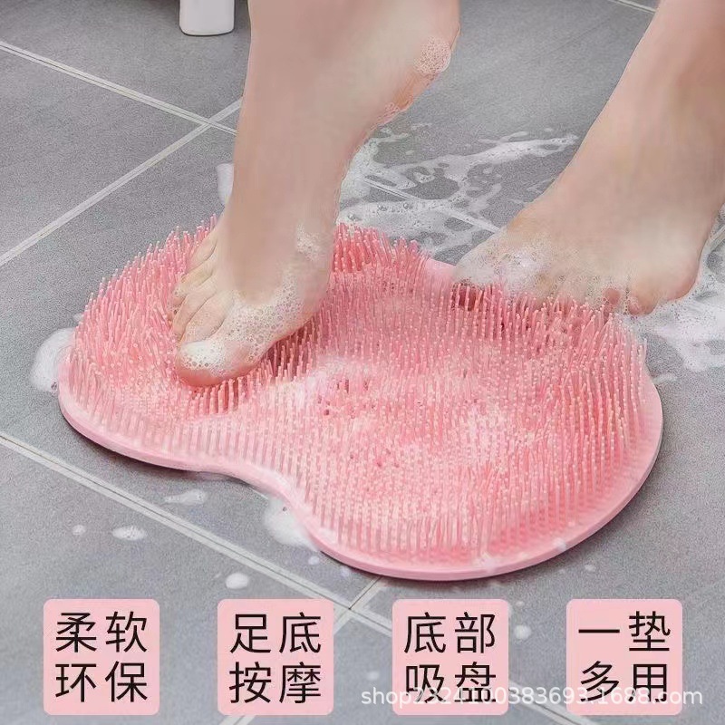 Lazy back scrubbing tool, bath scrubbing tool, bath brush, wall-mounted back scrubbing towel, silicone bath massage, foot scrubbing pad, exclusively for export Specification image