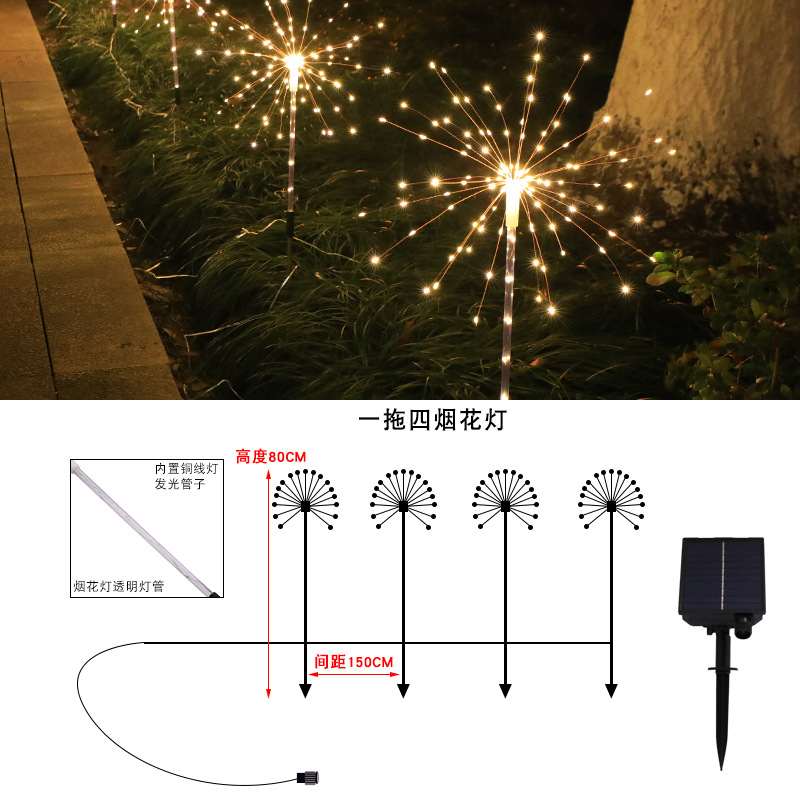 Wholesale of firework lamps, solar ground socket dandelion lamps, outdoor garden and courtyard decorative lamps, outdoor waterproof lawn lamps Application Scenario