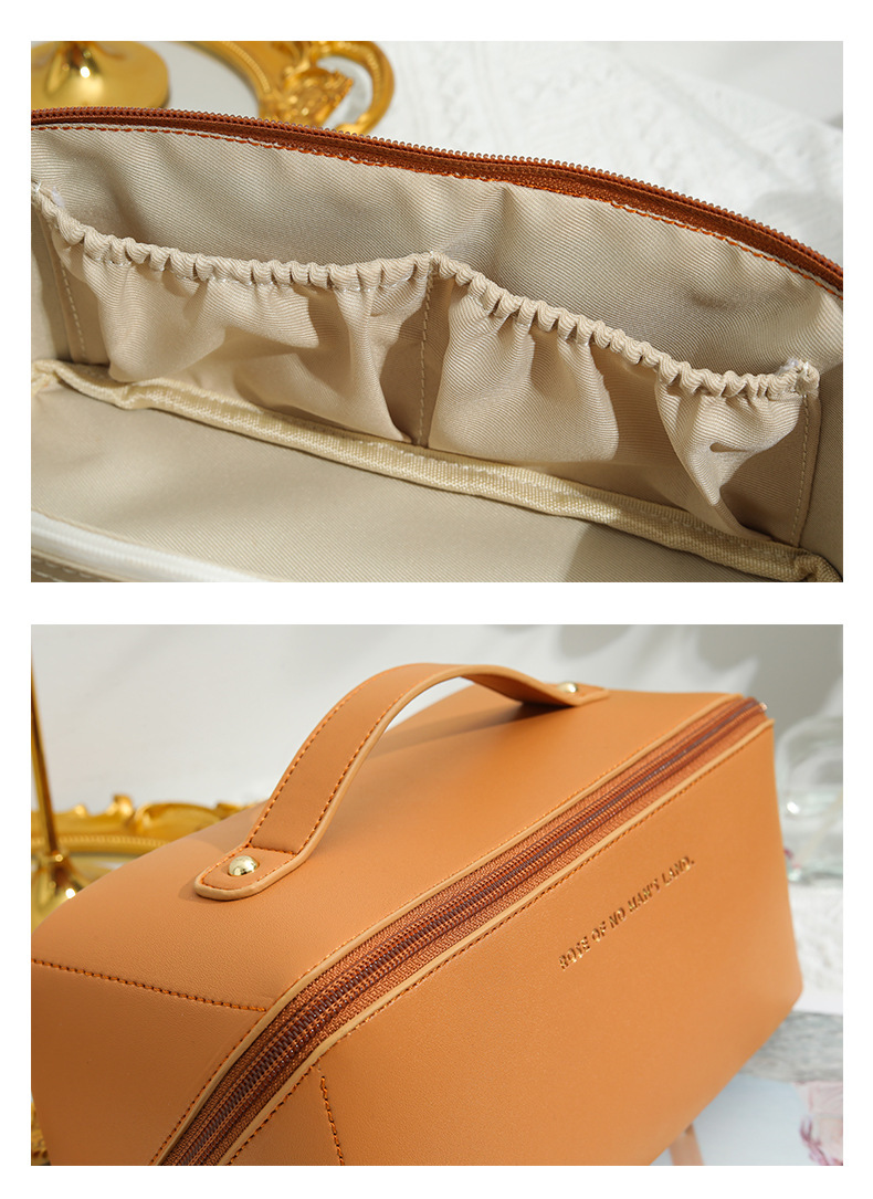 跨境便携化妆包分区大容量收纳包懒人pu化妆包高级感旅行洗漱包详情12