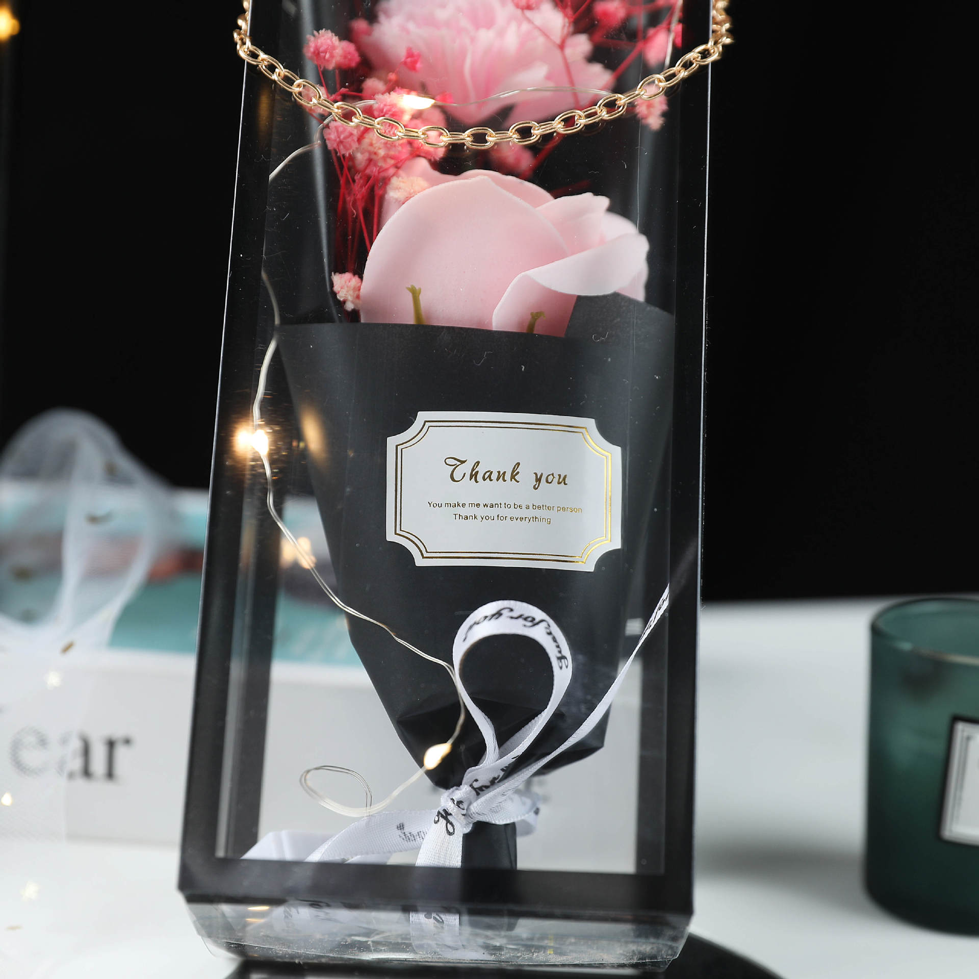 Qixi Festival gifts, Teachers' Day gifts, soap flowers, flower bouquets, asters, chain flower bouquets, gift boxes, supermarket gifts, street flowers Application Scenario