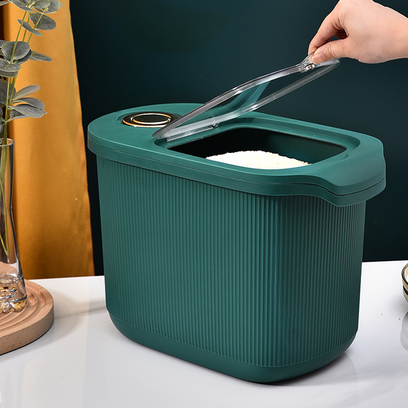 Clamshell 5KG10KG rice bucket Large capacity high appearance horizontal rice storage bucket Transparent lid clamshell rice storage bucket meter 01201-8324 Specification drawing