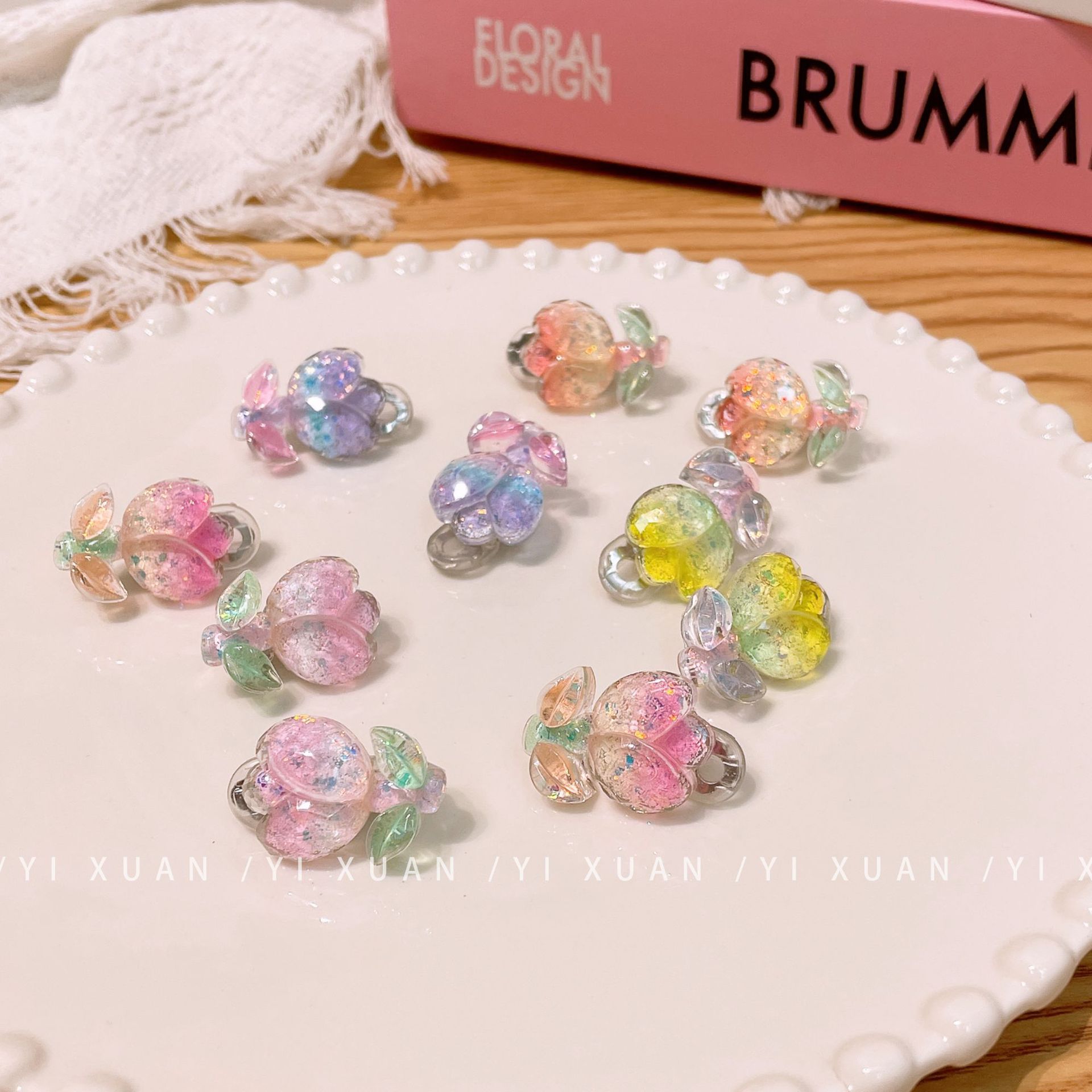 Children's ear clips Little girls Sequin Glitter tulip without piercing earrings Cute Pendant girls Flower earrings wholesale