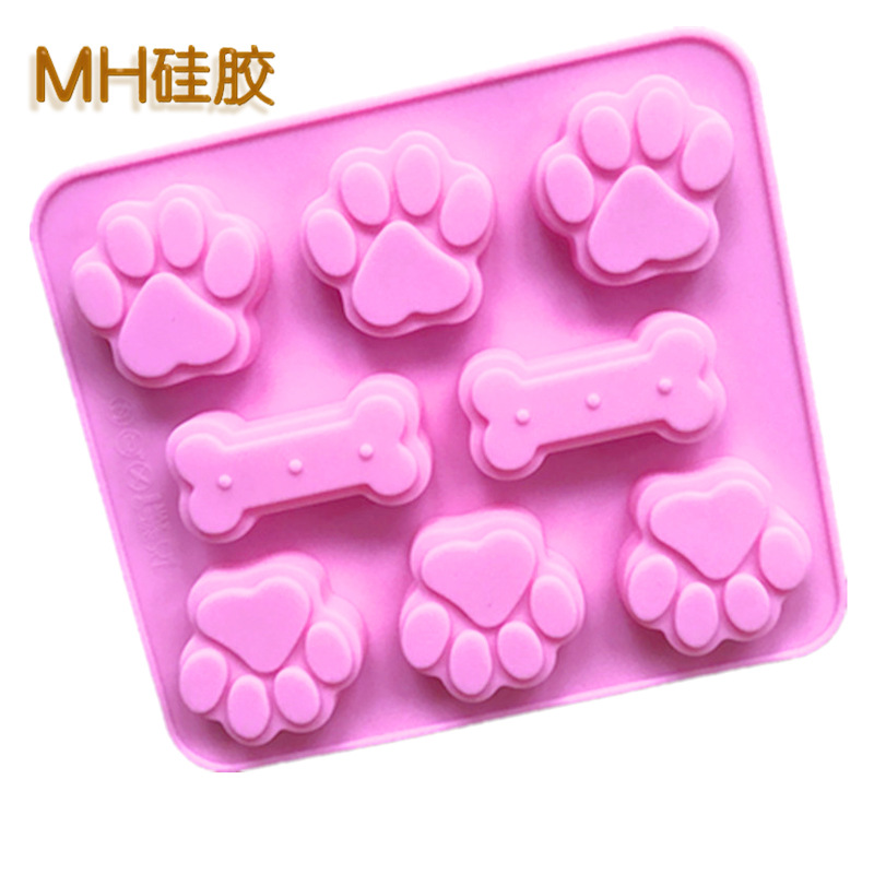 Minghao Cake Mold Dog Bone Cake Mold Dog Footprints Cake Mold 2-In-1 Creative Silicone Baking Mold Specification drawing