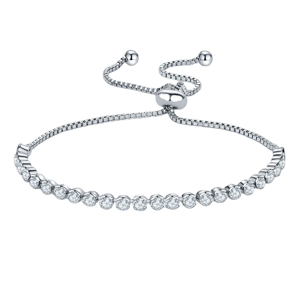 The 3mm adjustable Kashi cross-border bracelet, round zircon pull bracelet and bracelet, women's cross-border potential Item Picture