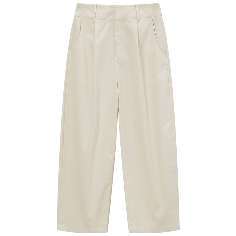 Sofisel's 2023 summer new sickle pants, casual loose wide-leg pants, high-waisted white nine-inch pants for women Item Picture