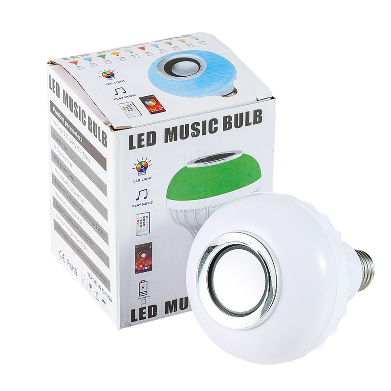 Cross-Border Wholesale E27 Spiral Led Bulb Lights Indoor Rgb Stage Intelligent Remote Control Seven-Color Bluetooth Music Bulb Item Picture