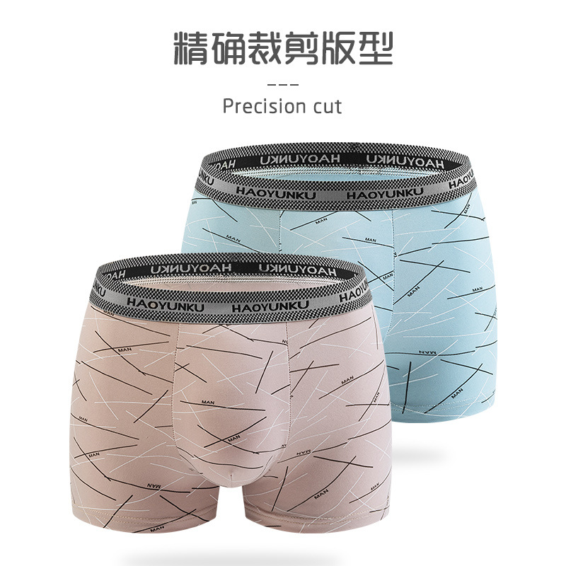 [Explosive Factory] Men's Underwear Wholesale Non-Cotton Fabric Boxers Milk Silk Print Men's Boxers Application Scenario