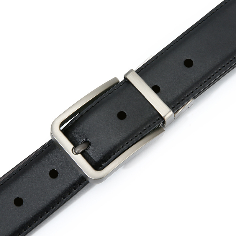 男士皮带旋转针扣 双面真皮腰带 商务休闲青年针扣裤带跨境新款详情2