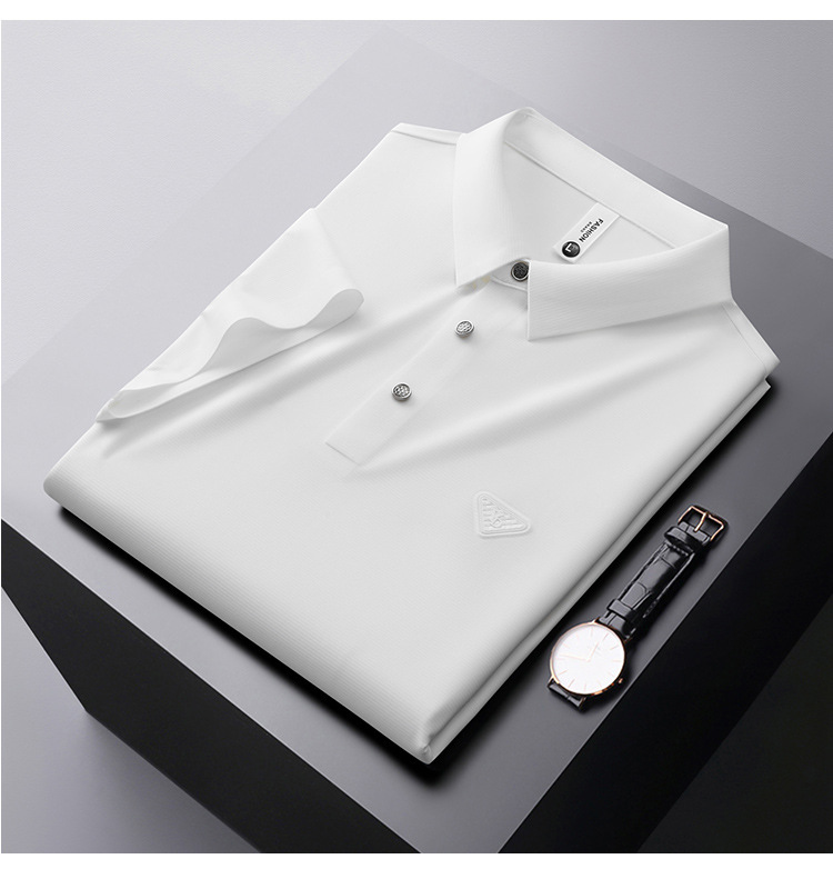 无痕压胶短袖polo衫男商务休闲夏季薄款免烫弹力男士t恤高级感 pic 10