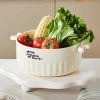 New round double-layer fruit and vegetable basket, household draining basket, kitchen thickened fruit storage, blue washing vegetable basket Specification image
