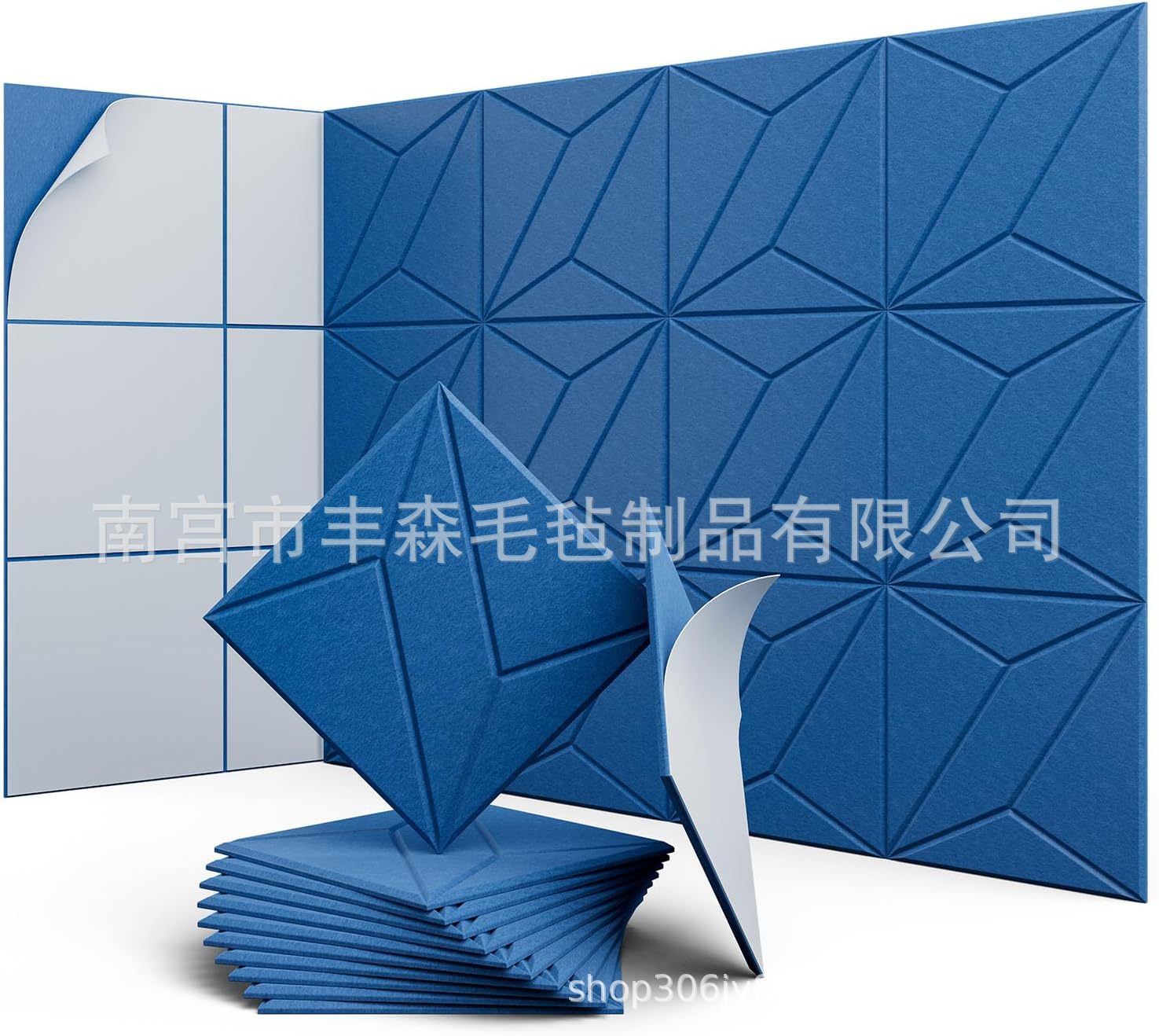 跨境亚马逊12片装正方形聚酯纤维吸音板自粘吸声降噪背景墙面装饰详情31