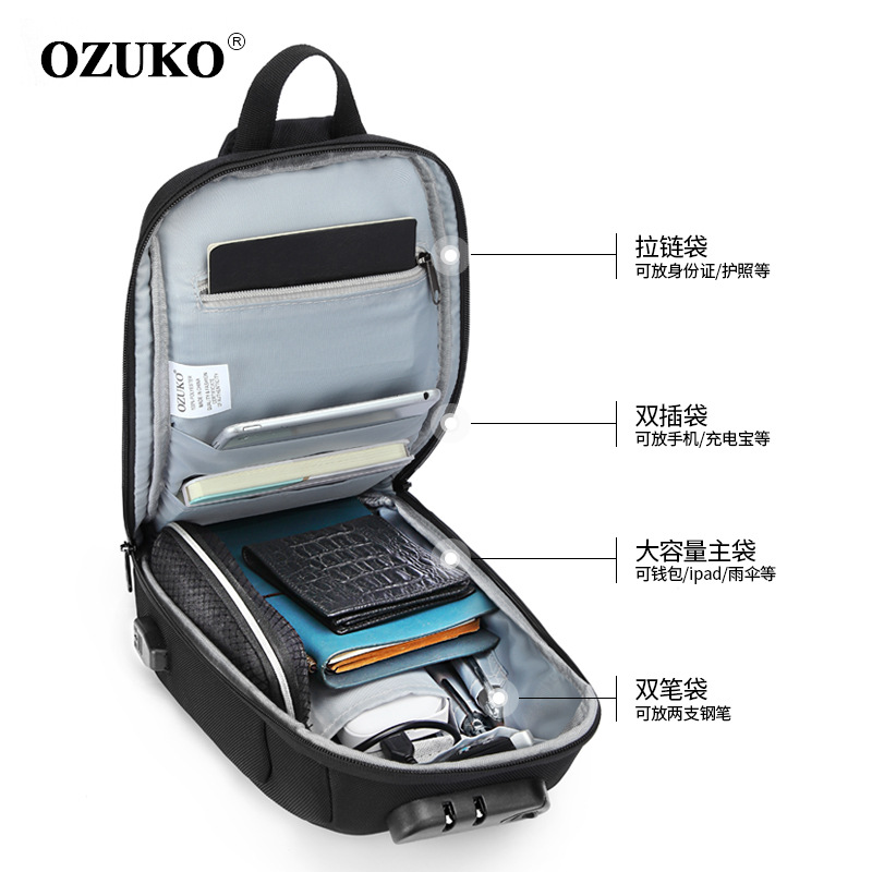 Ozuko New Men's Chest Bag Fashion Brand Sports Crossbody Bag Men's Outdoor Tactical Waterproof Men's Shoulder Bag Application Scenario