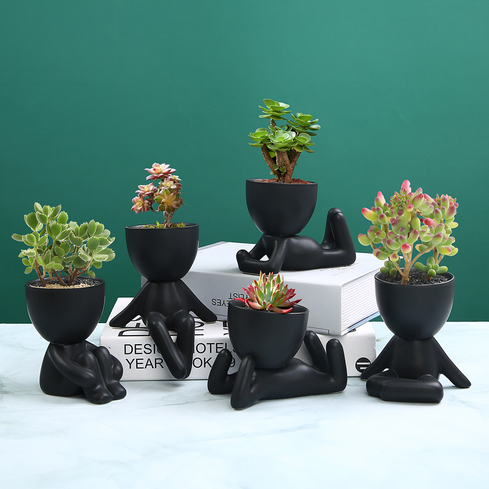 Modern home ceramic figure flower POTS, creative ceramic green plant potted plants, table display Windows, handicrafts and ornaments