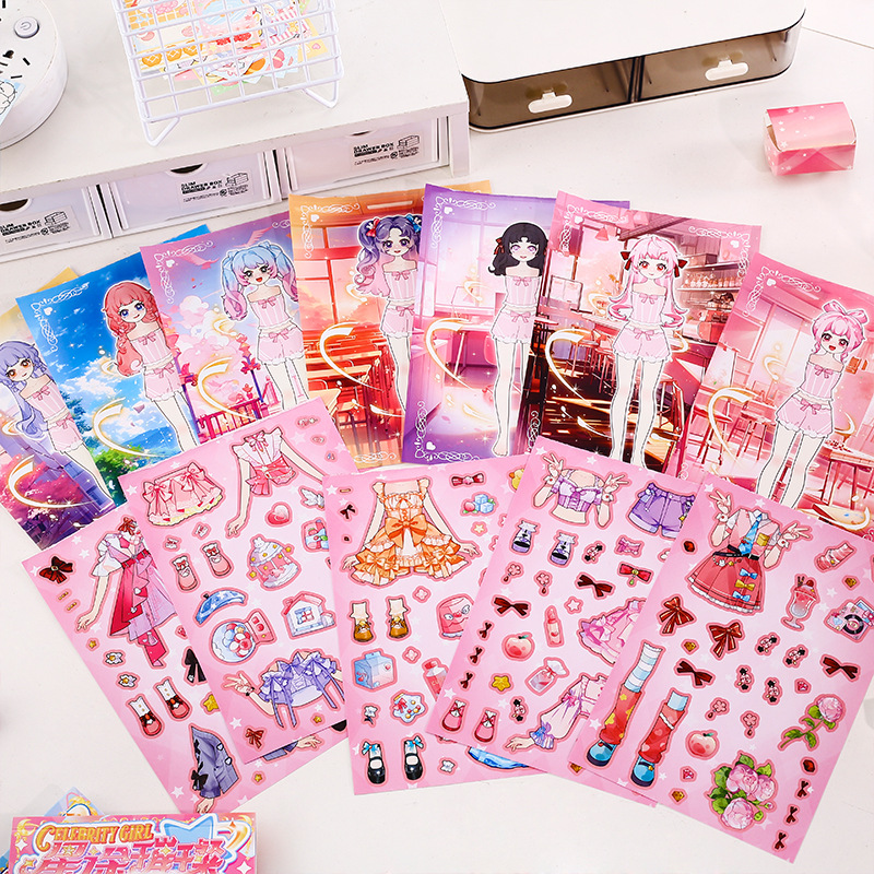 贴纸/卡通贴纸/公主换装贴纸/果冻贴纸/贴纸儿童卡通细节图