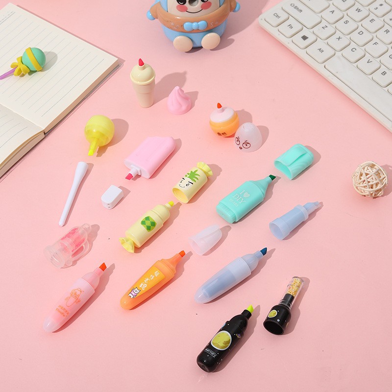 6-Color Cartoon Marker Mini Style Highlighter For Children's Drawing Graffiti Marker For Emphasis Marker details Picture