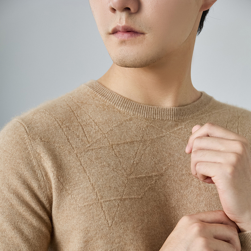 Round-neck cashmere sweaters, men's long-sleeved pullover sweaters, knitted sweaters, autumn and winter fashionable and casual base layer shirts factory store