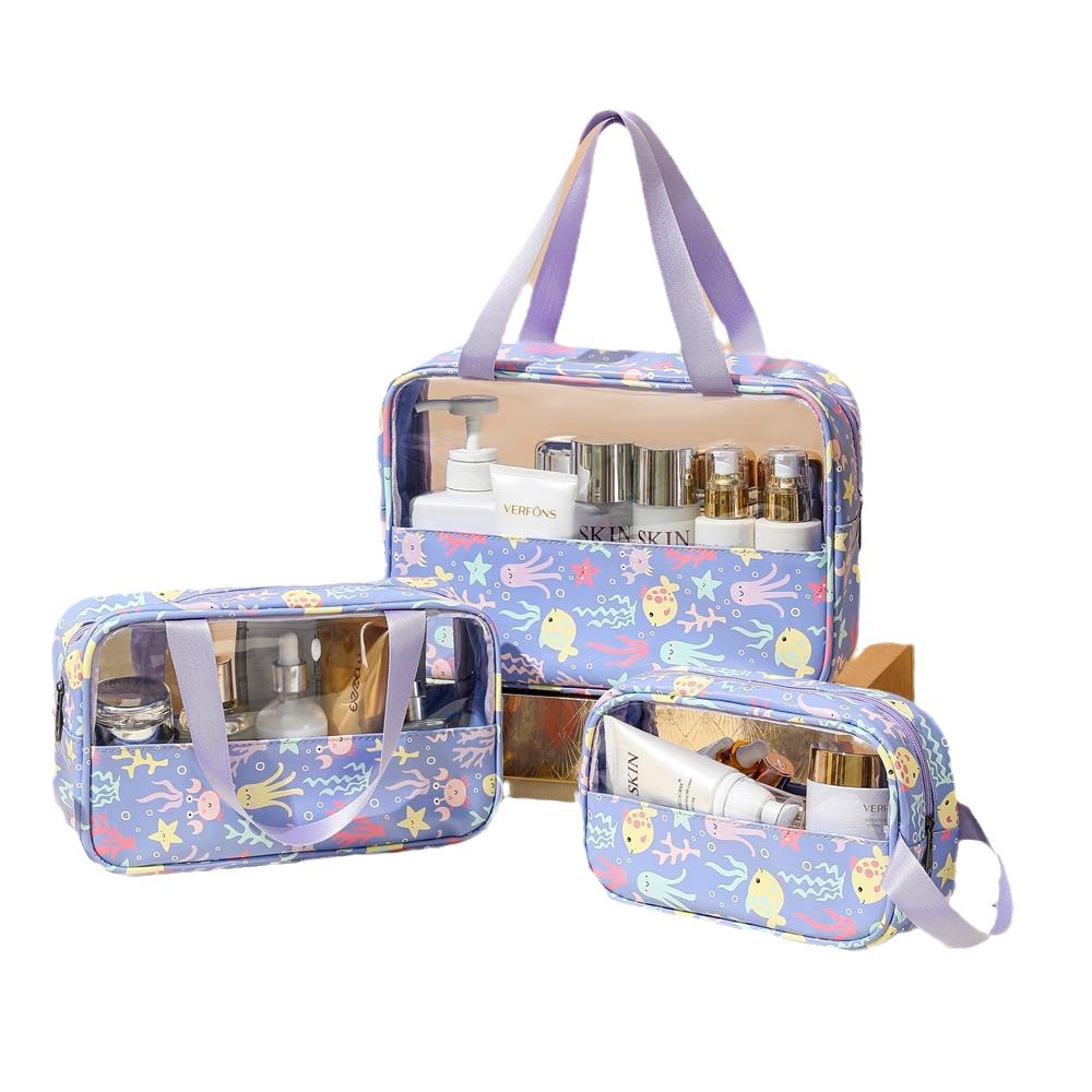 Clear Makeup Bag Macaron Printed Toiletry Bag Travel Portable Storage Bag Large Capacity Waterproof Swimming Bath Bag Item Picture