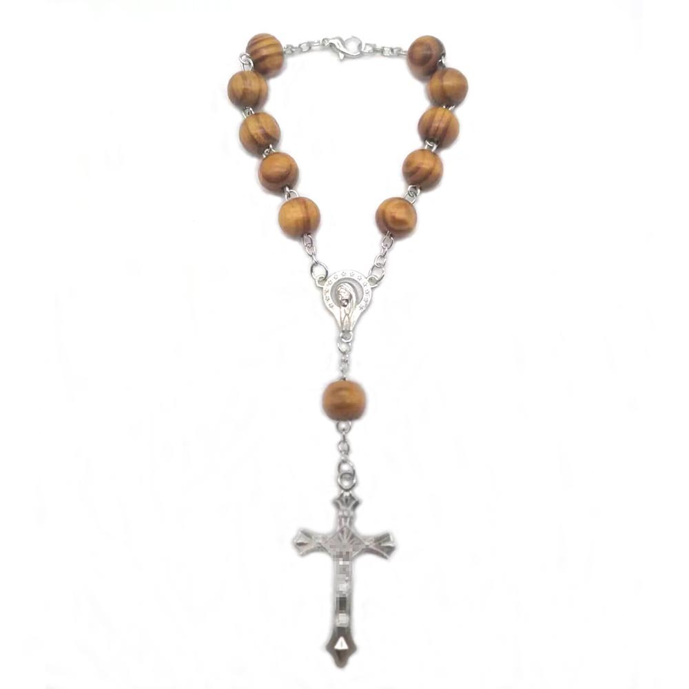 European And American Foreign Trade Cross-Border Sales Of Classic Wooden Beads Beads Beads Bracelet Foreign Trade Hot Pine Beaded Cross Pendant Rosary Bracelet Manufacturers Wholesale