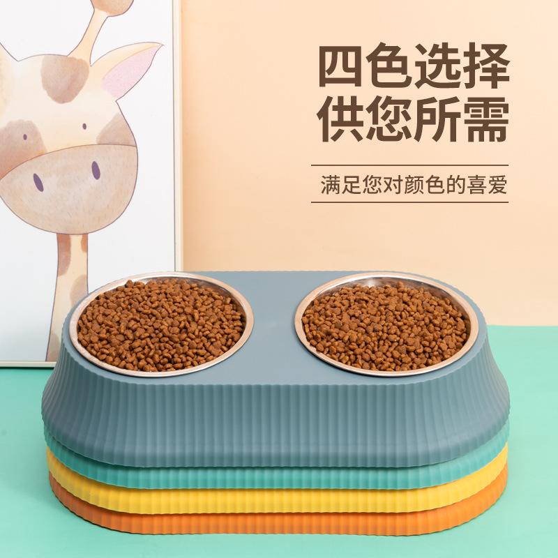 Cat bowl, double bowl, cat bowl, dog food bowl, rice bowl, dog bowl, pet cat rice bowl, slanted mouth to prevent spilling, cat food bowl Application Scenario