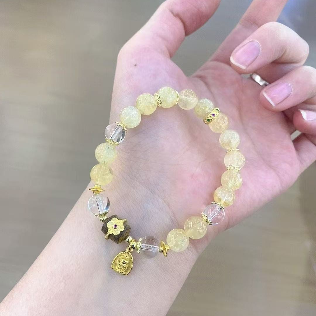 2025 New style fashionable natural yellow crystal golden hair crystal bracelet Korean version girls' crystal bracelet Item Picture