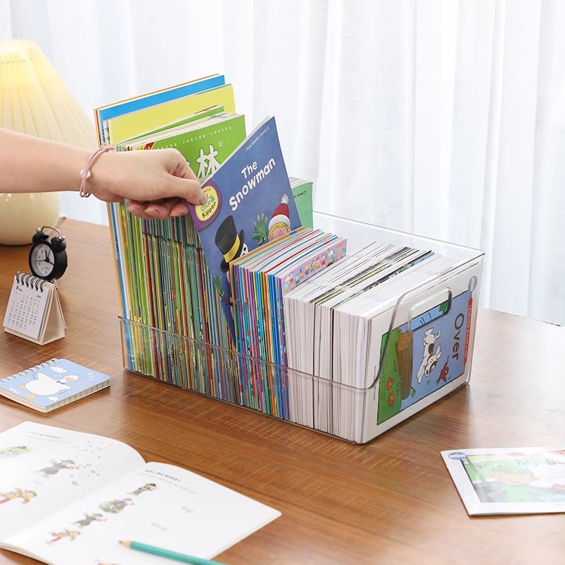 书本收纳盒透明亚克力储物整理箱玩具儿童高中教室桌上装籍绘本筐详情图3