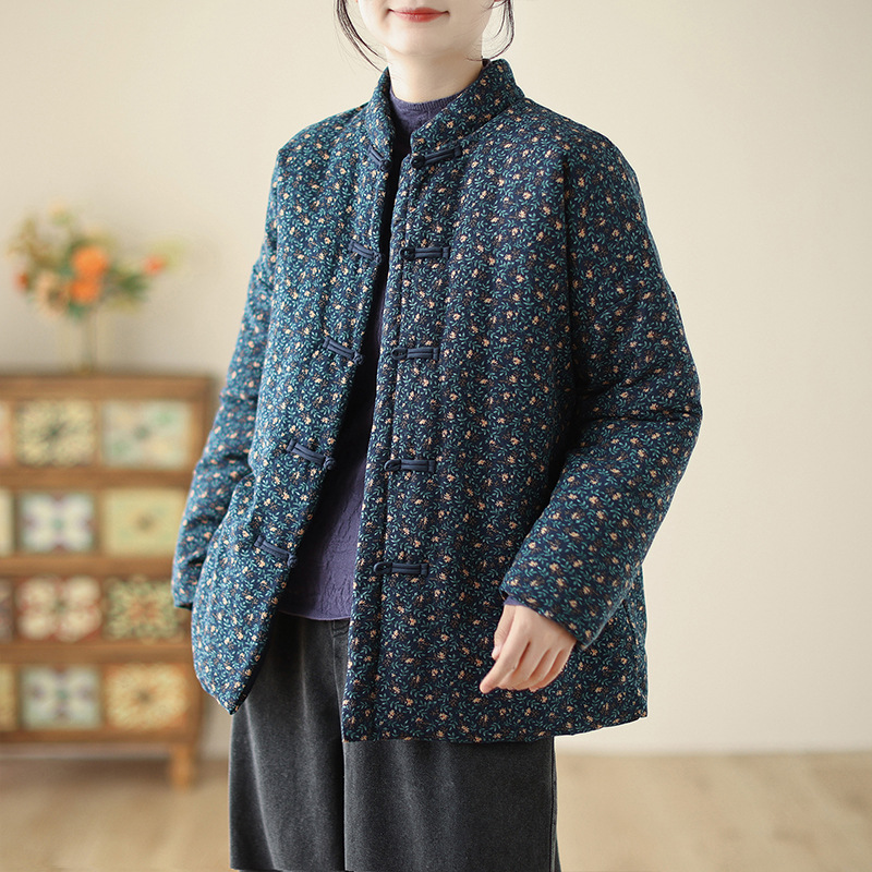 国潮实拍现货中国风老布禅意加棉加厚棉衣外套女冬季汉服棉麻棉袄上衣