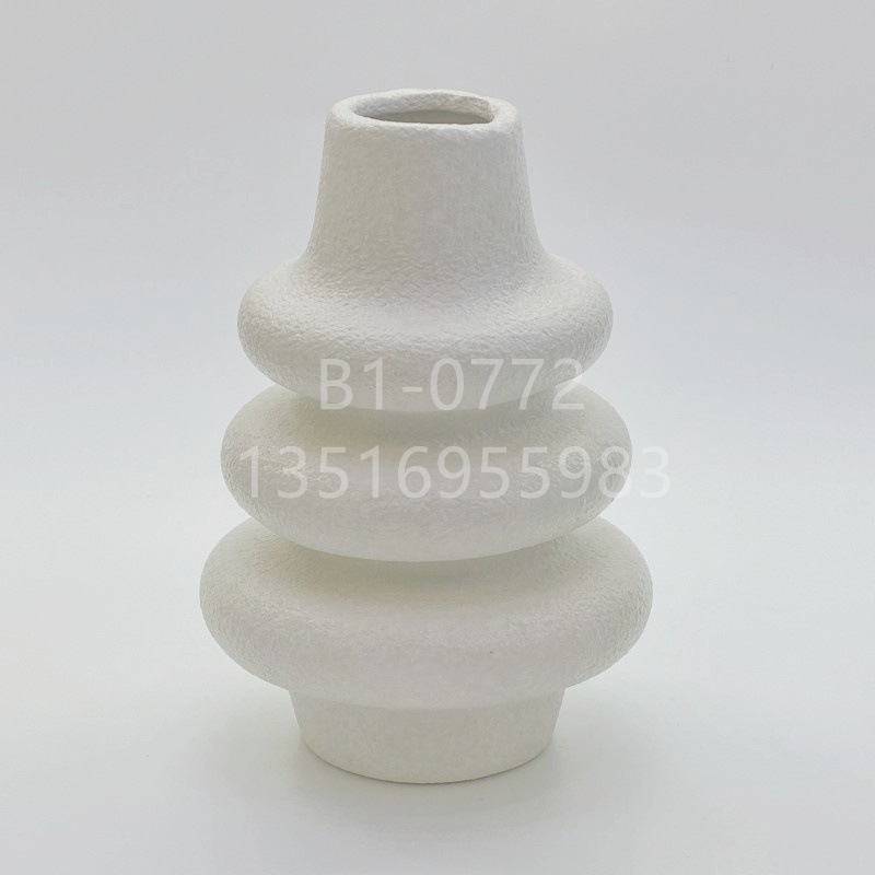 Modern minimalist ins style pure white artistic vase, creative ceramic vase, Nordic geometric pattern flower arrangement vase, Golden castle vase Specification image